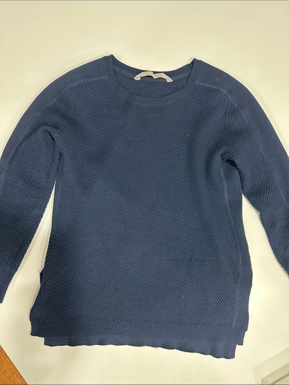 Athleta Women's Textured Knit Crewneck Sweater - Navy